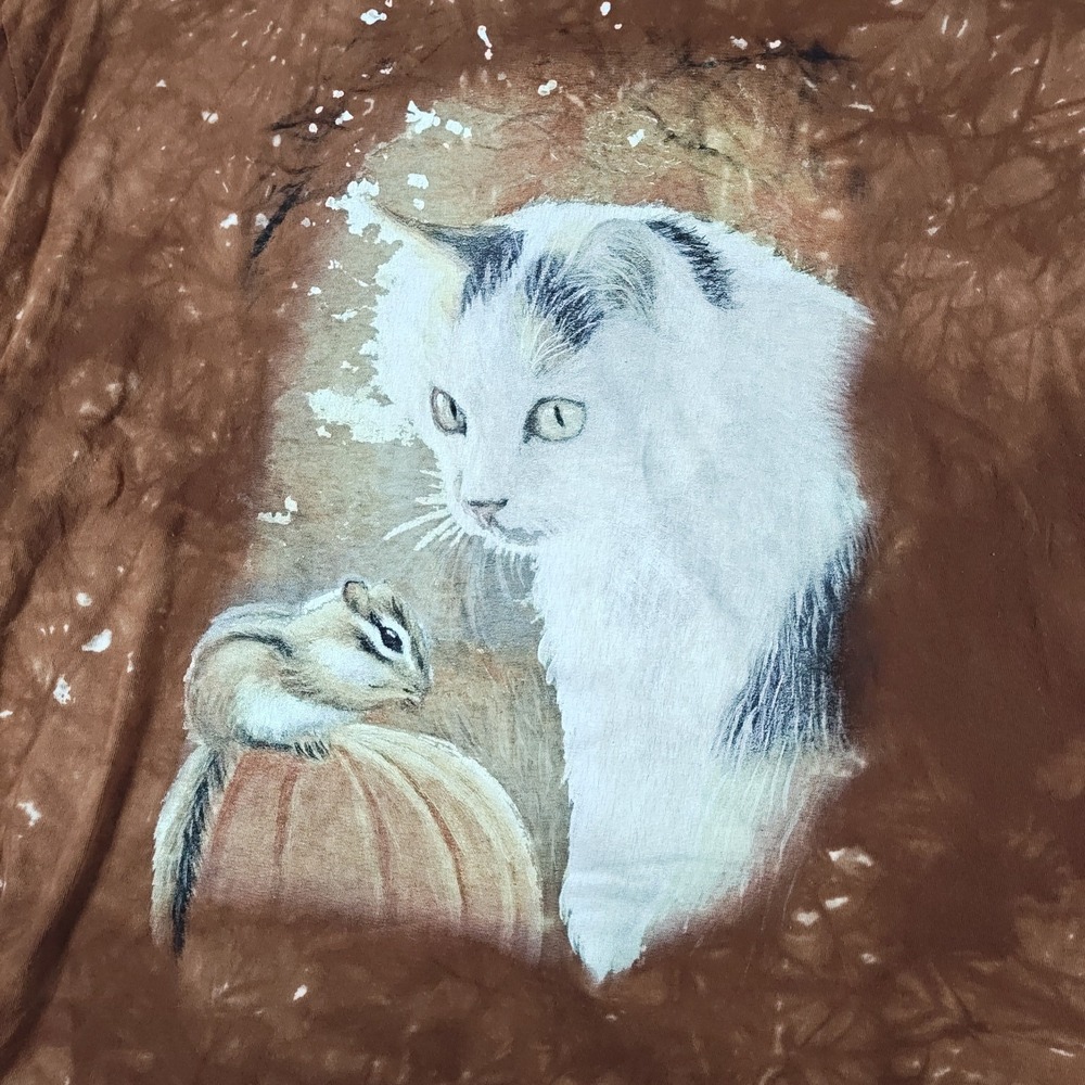 The Mountain Cat Chipmunk Shirt Mens XXL Brown Tie Dye Kitty Kitten  Squirrel - Picture 3 of 6